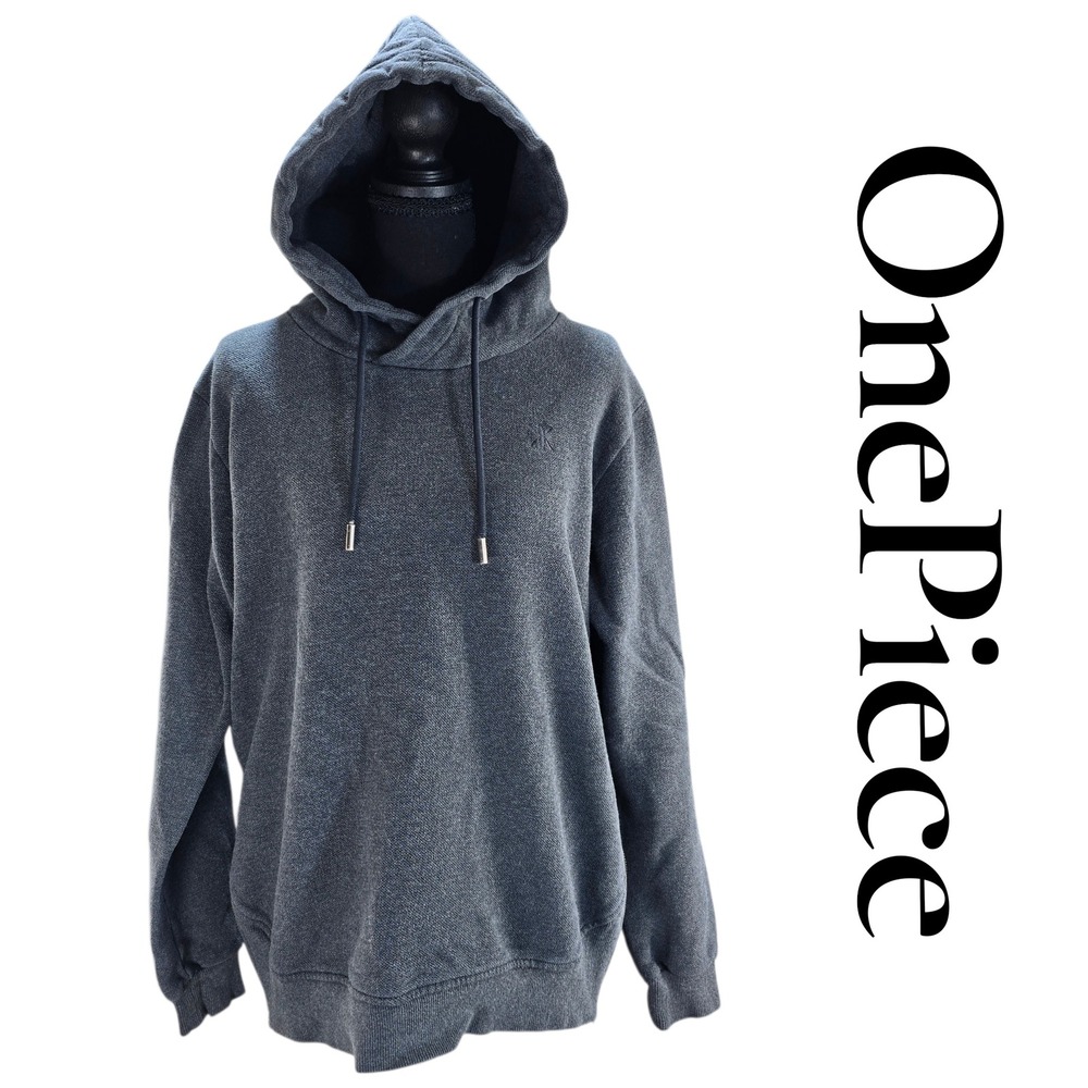 Onepiece Hoodie Medium Charcoal Grey Cotton Blend Side Zip Streetwear Minimalist